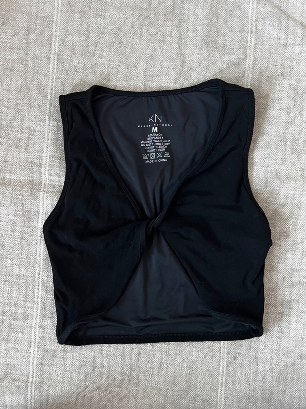 Klassy Network Black Twist-Knot Crop Tank Top